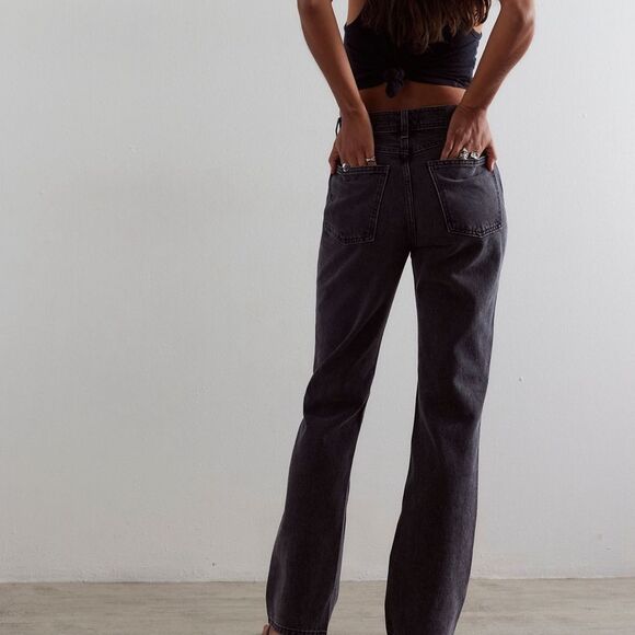 We the Free Xena Slim Free People Black Straight Leg Jeans - Picture 3 of 5